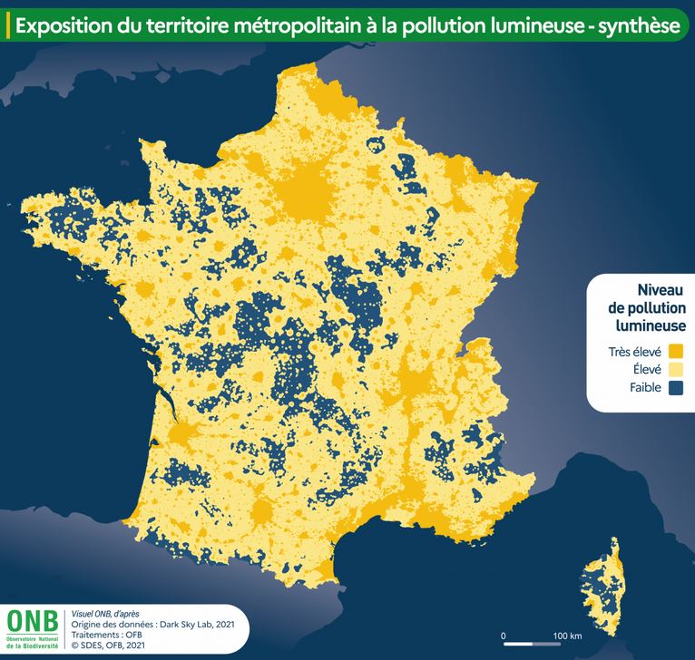 carte exposition pollution lumineuses OFB